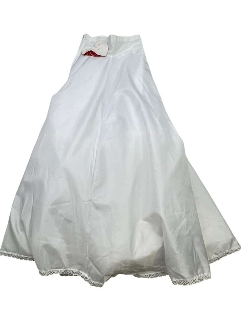 Love Two Slips Women's Lace Trim A-Line Slip Side Zip Size 8 White Solid